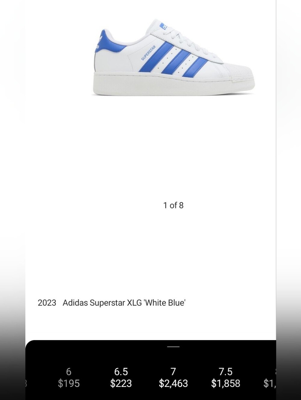 Adidas Superstar XLG Men’s Sneakers - White with Blue - Picture 8 of 8